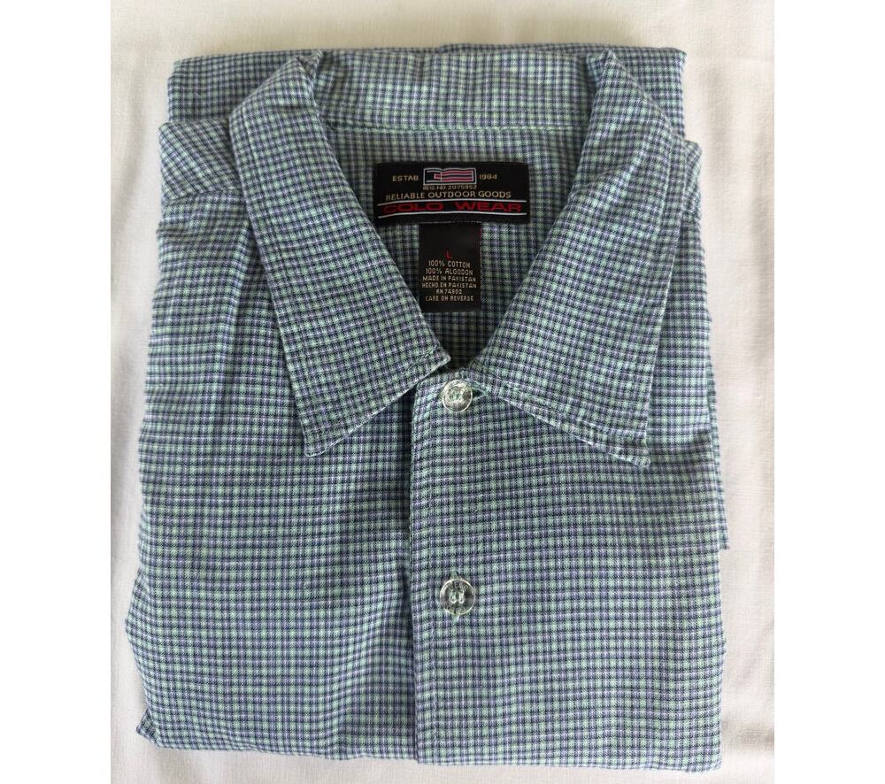 Outdoor Lumberjack Colo Wear 100%Cotton Men's Blue/Green Plaid Short Sleeve L